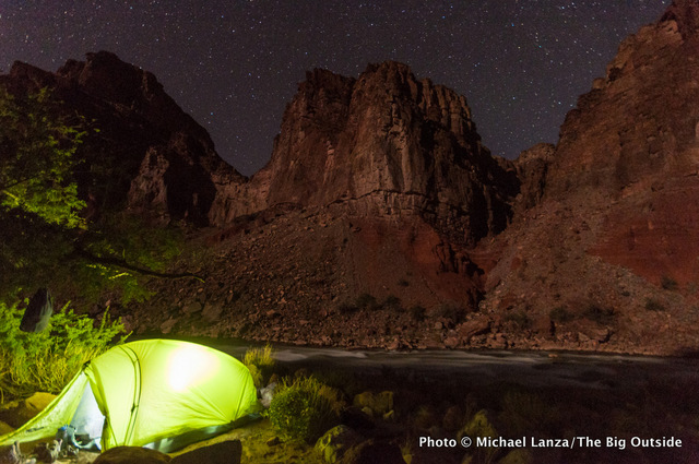 Campsite on the Colorado River at Hance Rapids, Grand Canyon. Campsite on the Colorado River at Hance Rapids, Grand Canyon.