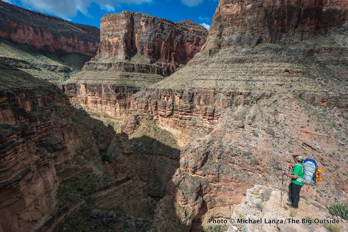 A backpacker on the Royal Arch Loop in the Grand Canyon.