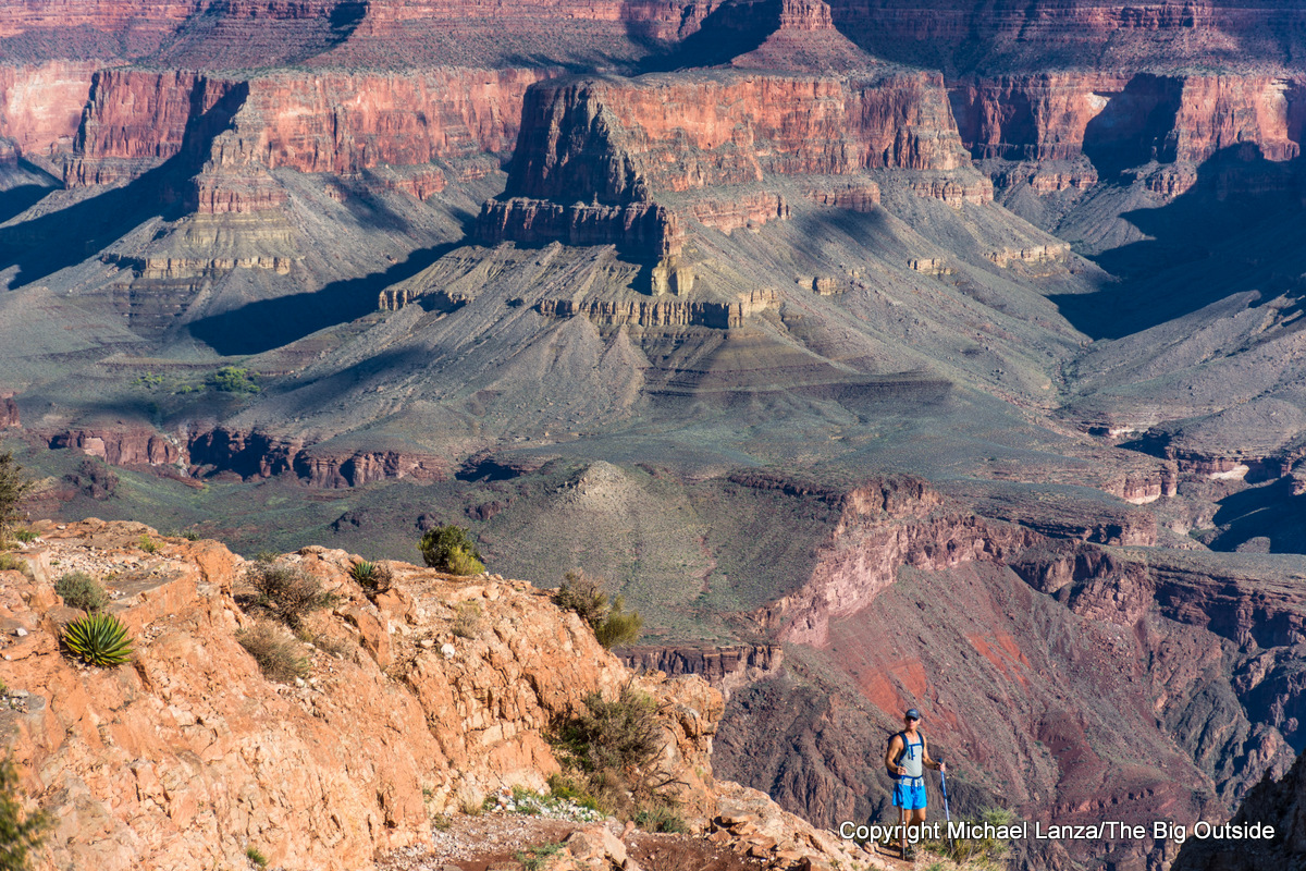 A hiker on the South Kaibab Trail in the Grand Canyon.