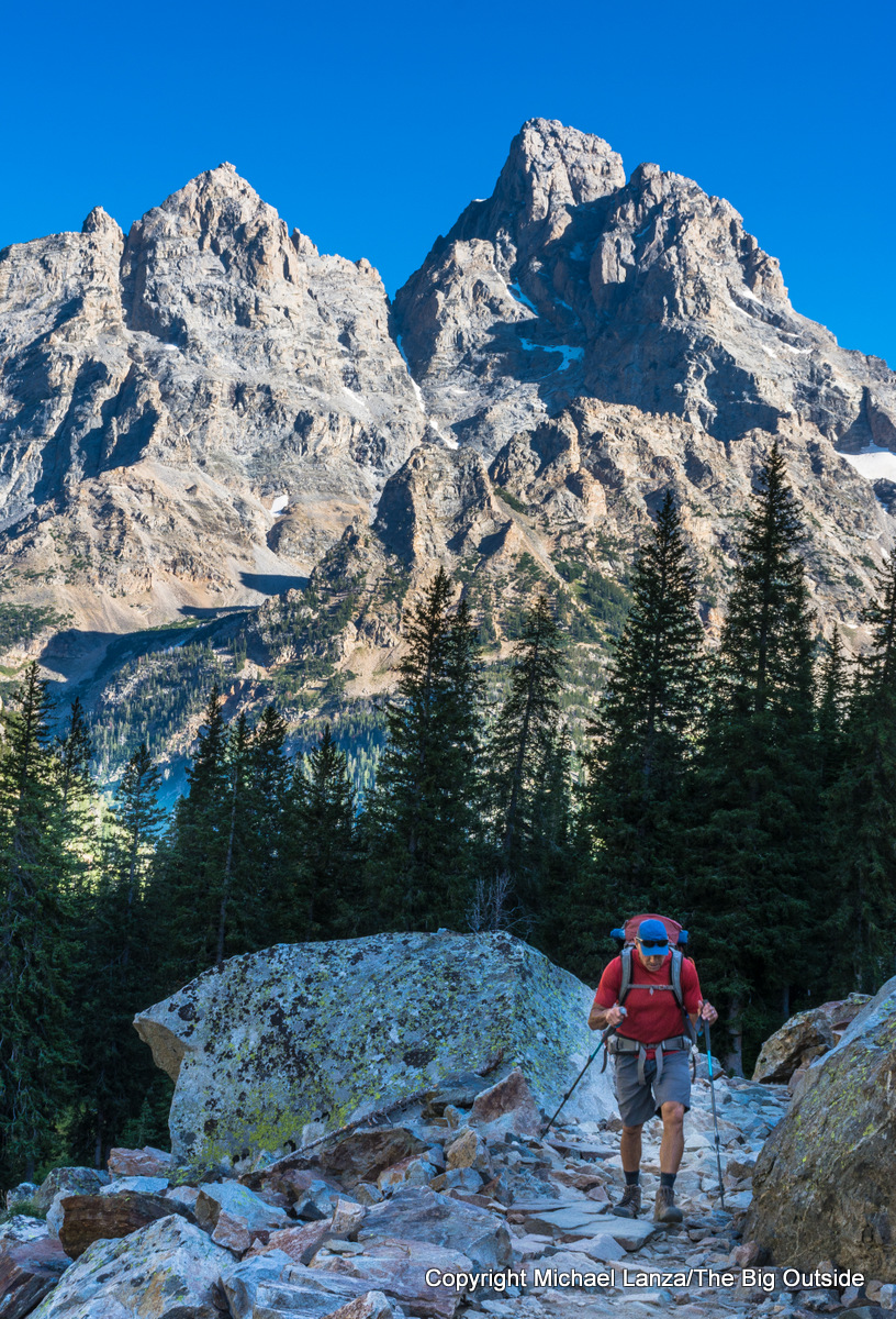 A backpacker on the Teton Crest Trail in Grand Teton National Park.