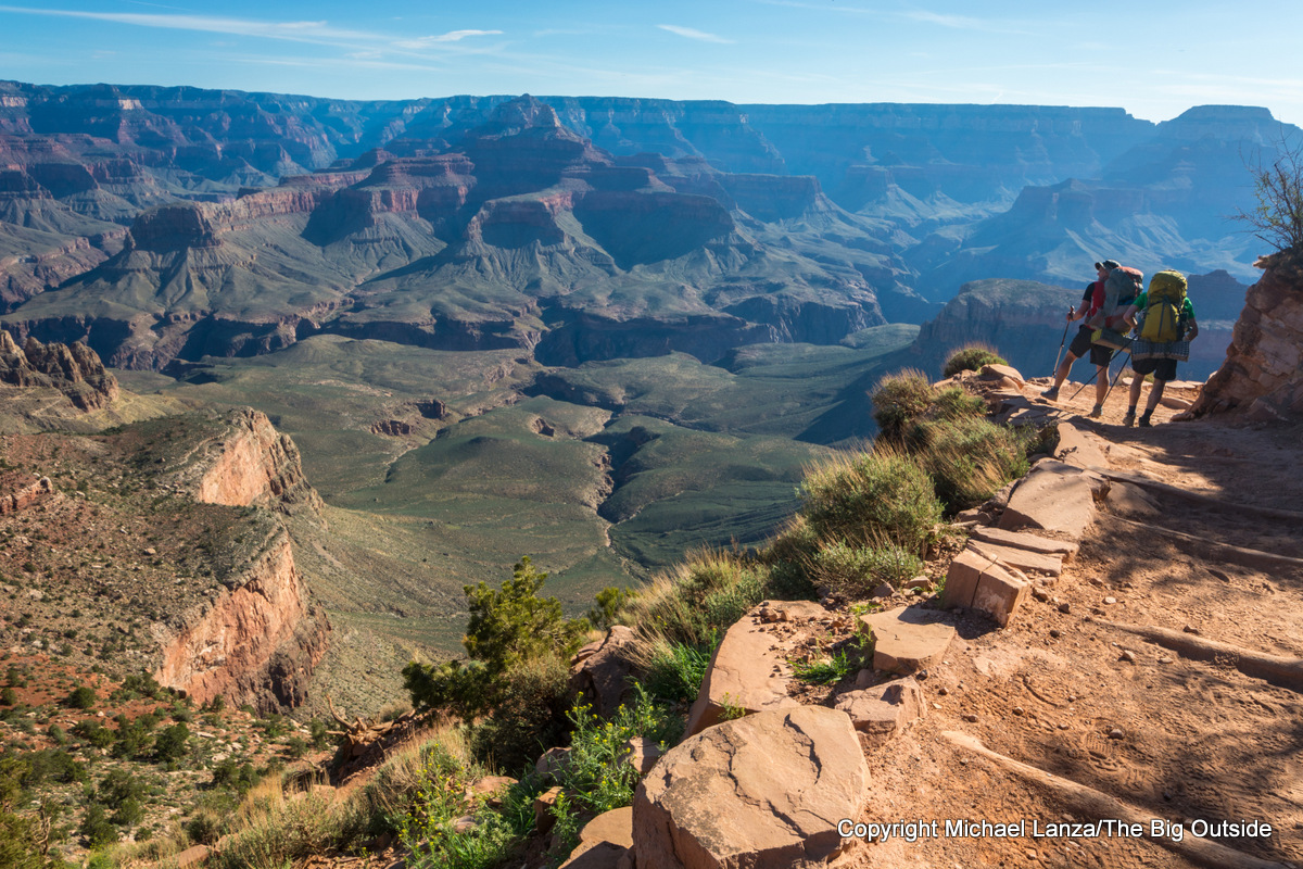 Backpackers on the South Kaibab Trail in the Grand Canyon.