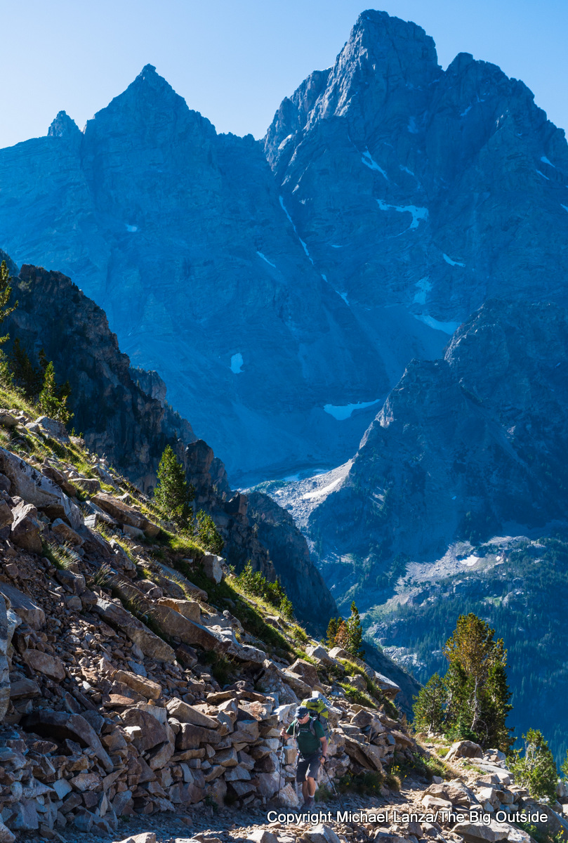 A backpacker on the Teton Crest Trail, Grand Teton National Park.
