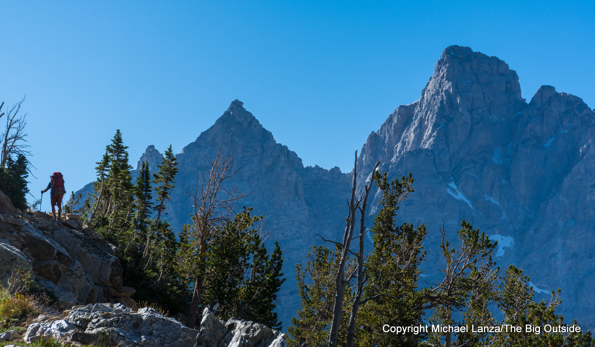 A backpacker on the Teton Crest Trail in Grand Teton National Park.