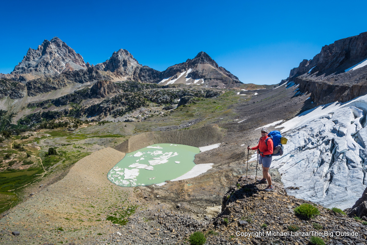 A backpacker on the Teton Crest Trail in Grand Teton National Park.