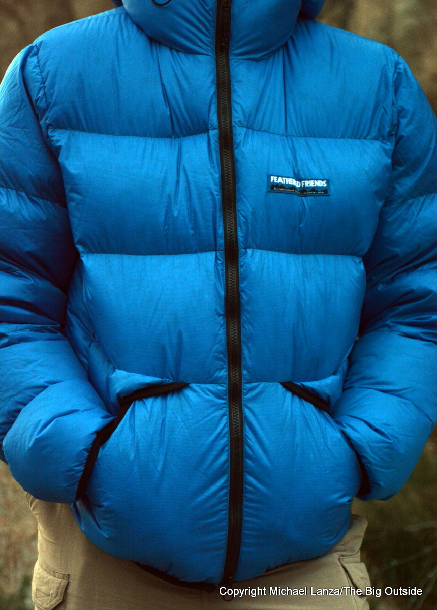 The Feathered Friends Helios Hooded Down Jacket.