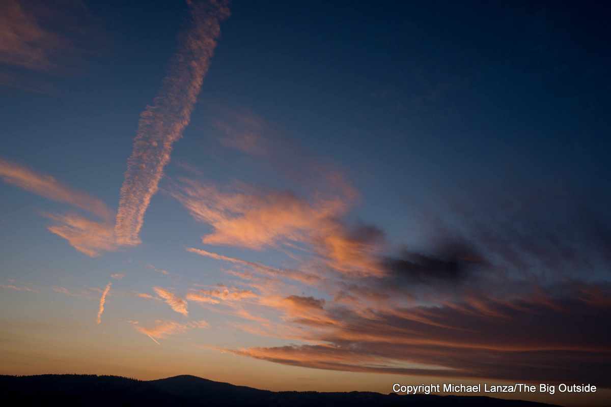 The dusk sky above Indian Ridge in Yosemite National Park.