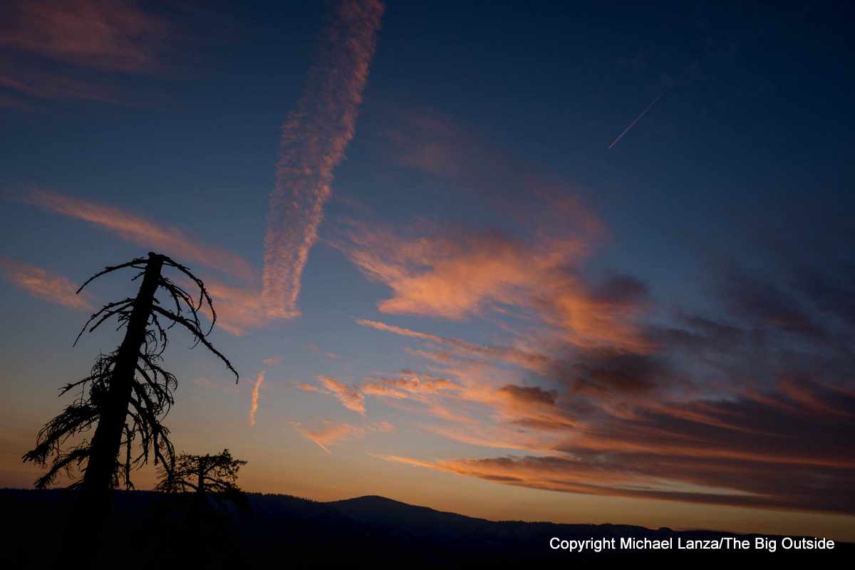 The sky at dusk over Indian Ridge in Yosemite National Park.