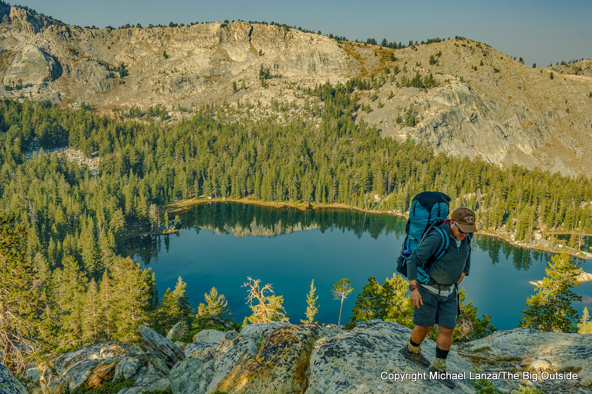 A backpacker in the Ten Lakes Basin, Yosemite National Park.