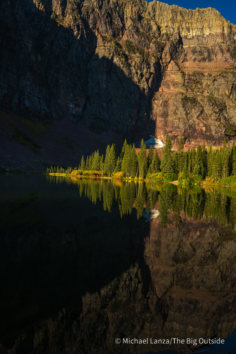 Dawn light at No Name Lake in Glacier National Park.