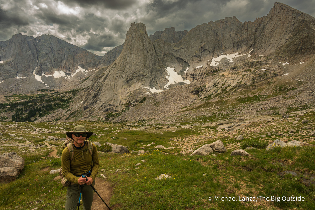 Michael Lanza of The Big Outside in the Cirque of the Towers, Wind River Range, Wyoming.