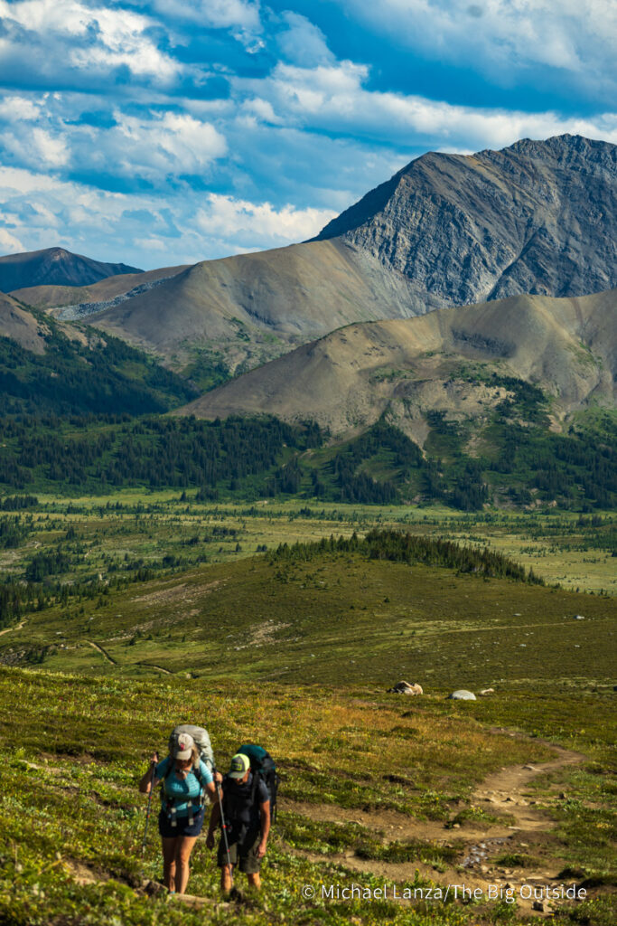 Backpackers hiking the Skyline Trail in Jasper National Park. Backpackers hiking the Skyline Trail in Jasper National Park.