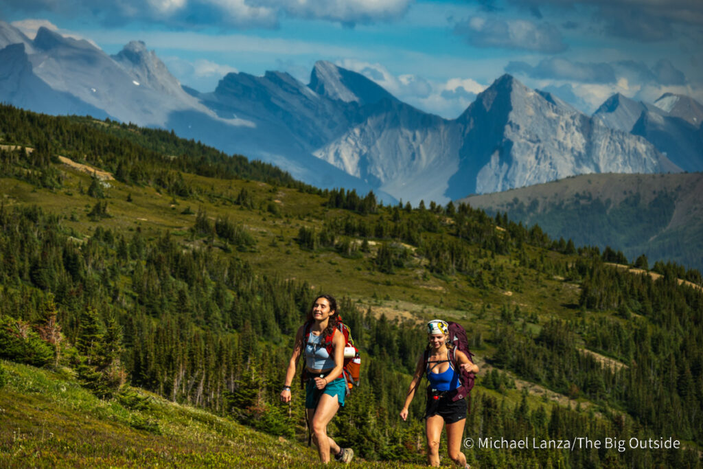 Backpackers hiking the Skyline Trail in Jasper National Park. Backpackers hiking the Skyline Trail in Jasper National Park.