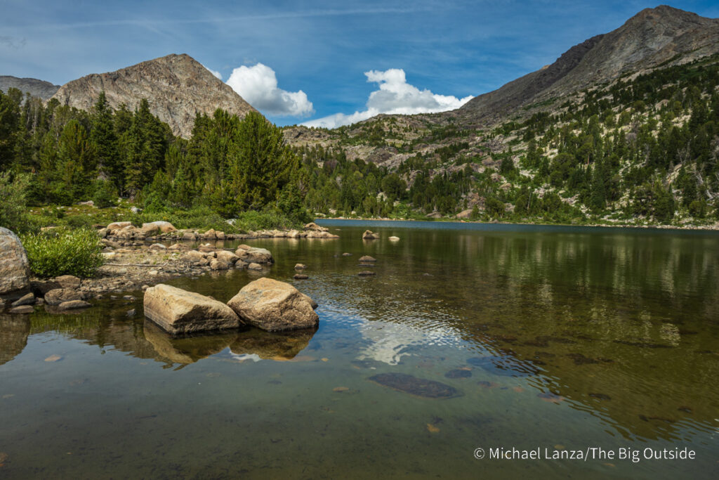 Marms Lake and Pyramid Peak (left) in the Wind River Range, Wyoming. Marms Lake and Pyramid Peak (left) in the Wind River Range, Wyoming.
