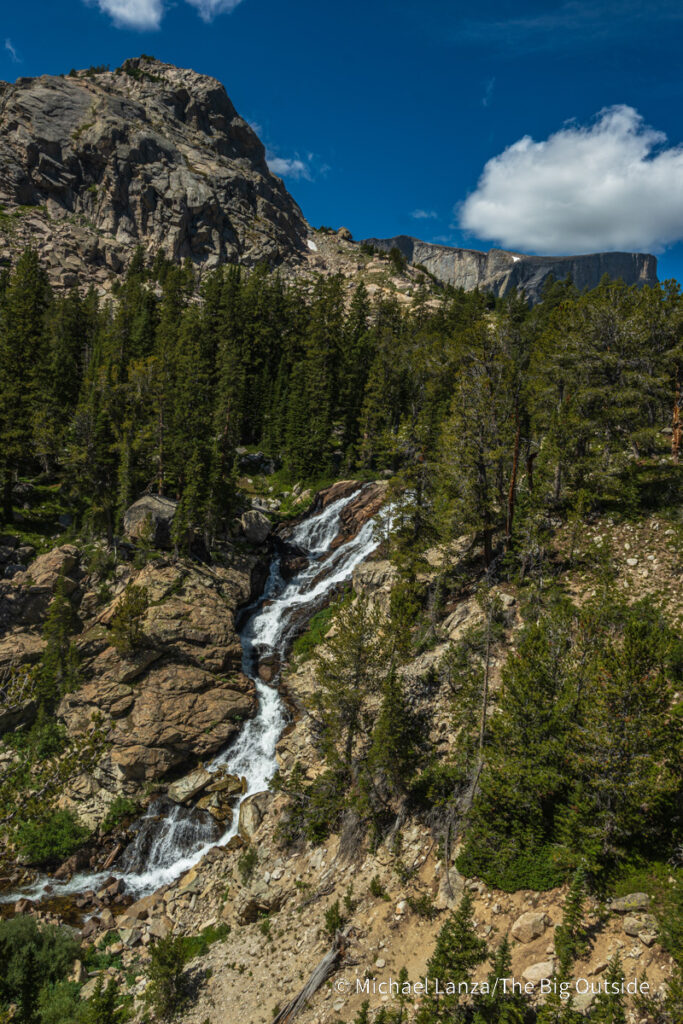 A waterfall along the Bears Ears Trail in the Wind River Range, Wyoming. A waterfall along the Bears Ears Trail in the Wind River Range, Wyoming.
