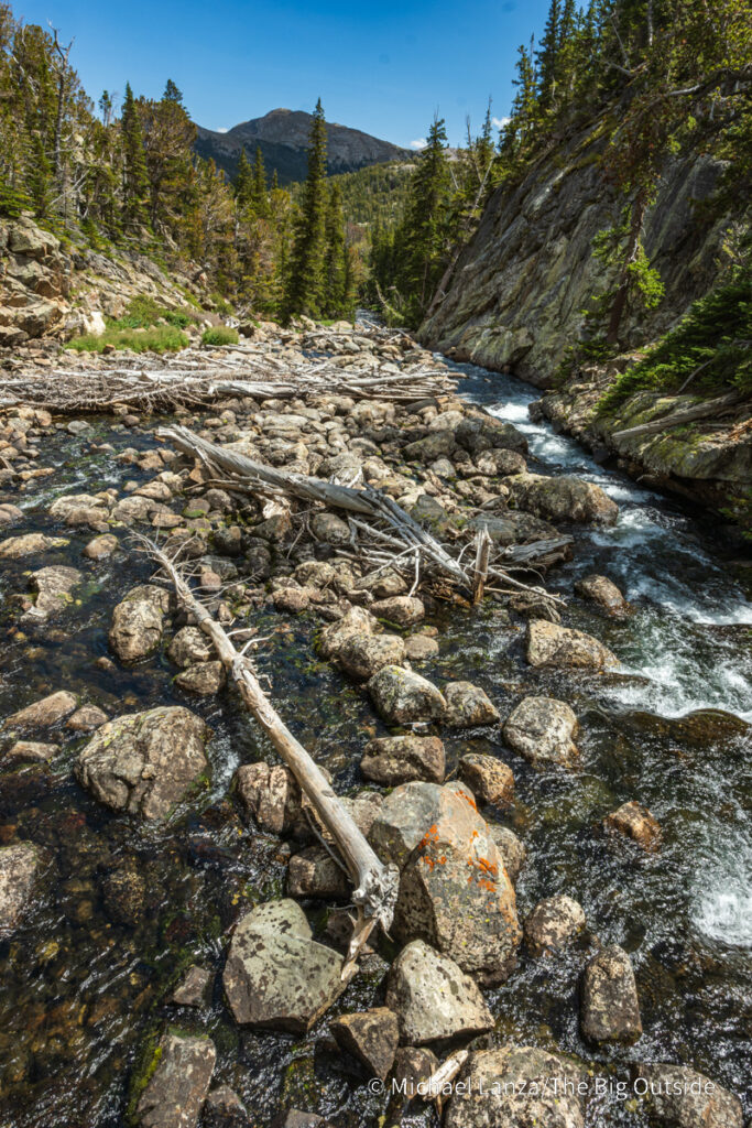 The outlet creek of Grave Lake in the Wind River Range, Wyoming. The outlet creek of Grave Lake in the Wind River Range, Wyoming.
