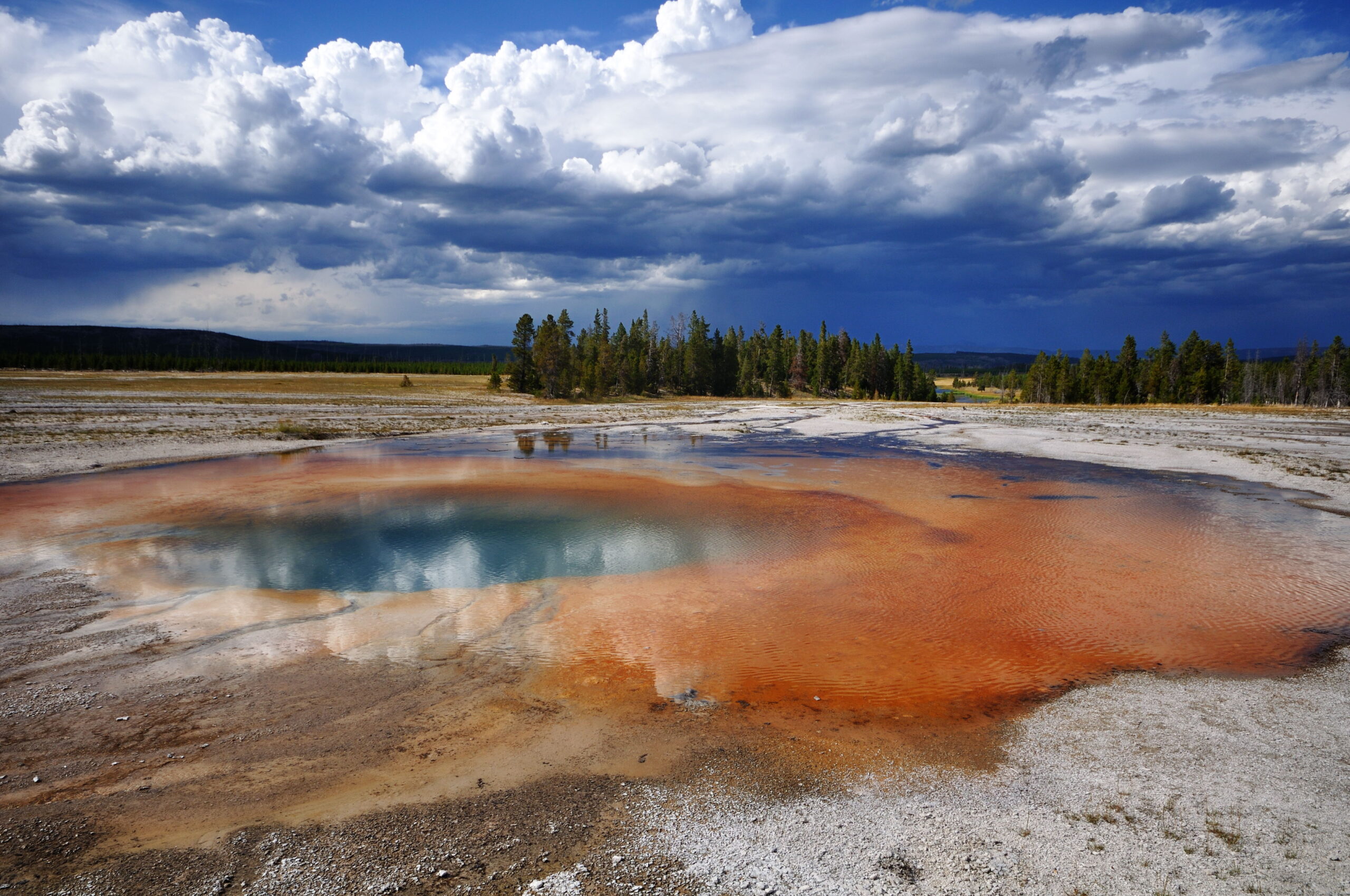 A pool near Grand Prismatic Spring in Midway Geyser Basin, Yellowstone National Park.