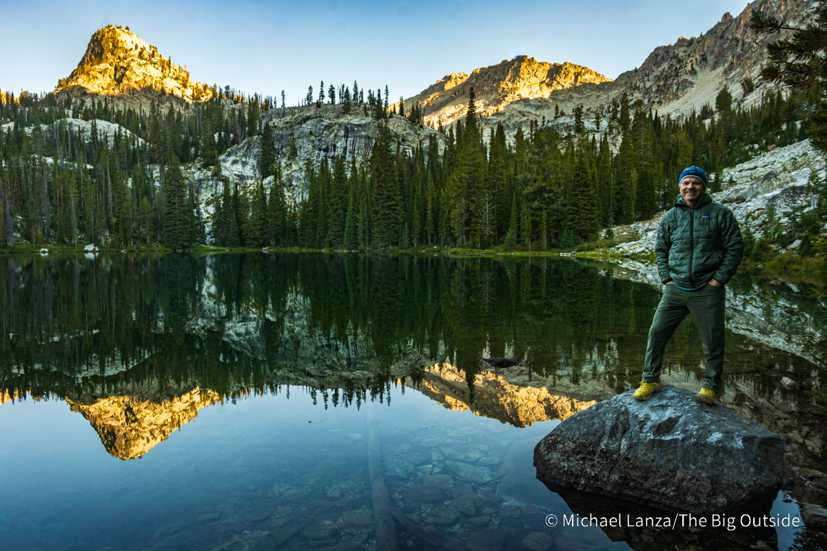 Michael Lanza of The Big Outside at an unnamed lake in Idaho's Sawtooth Mountains.