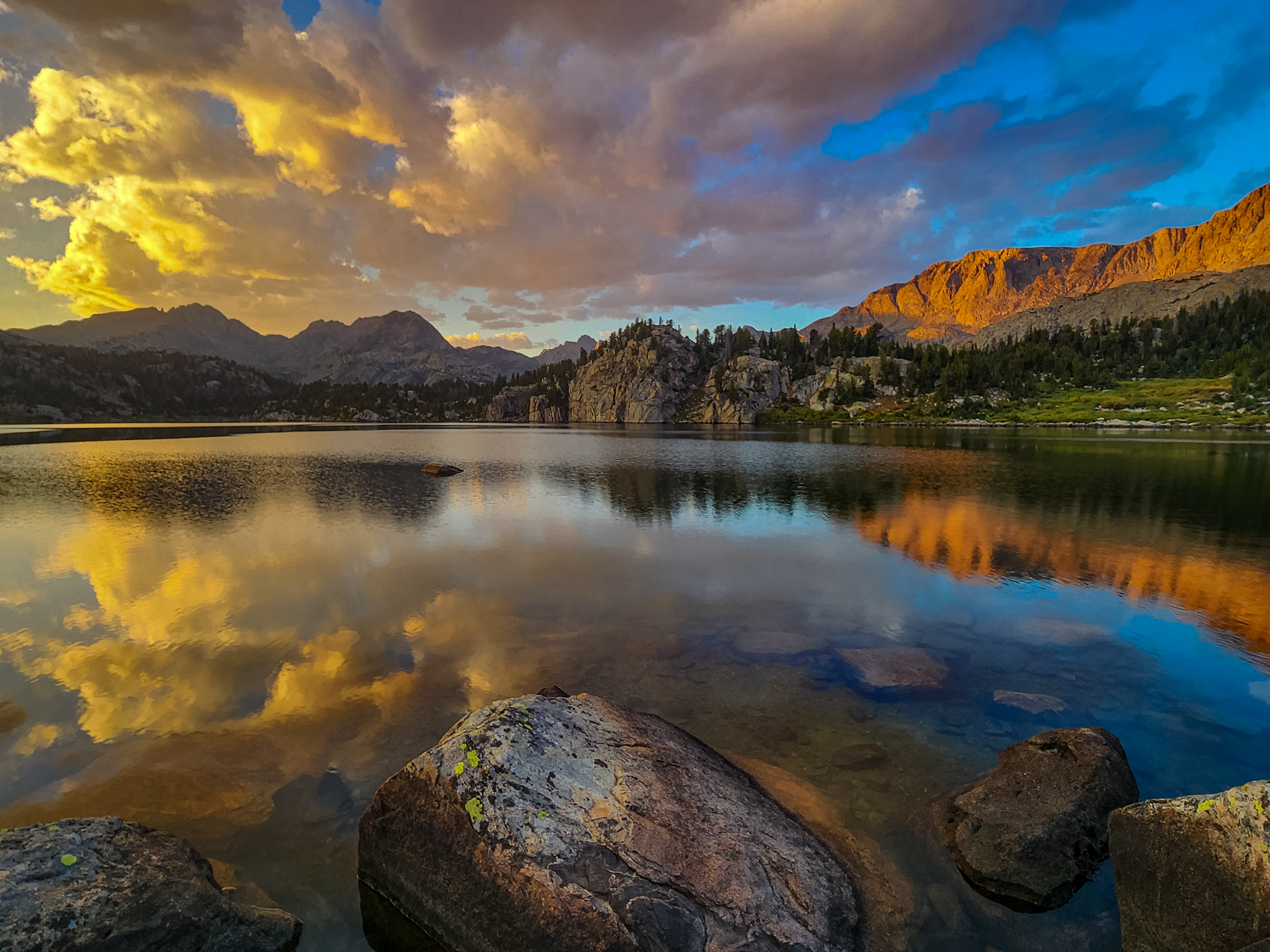 Sunset at Lower Cook Lake, Wind River Range, Wyoming.
