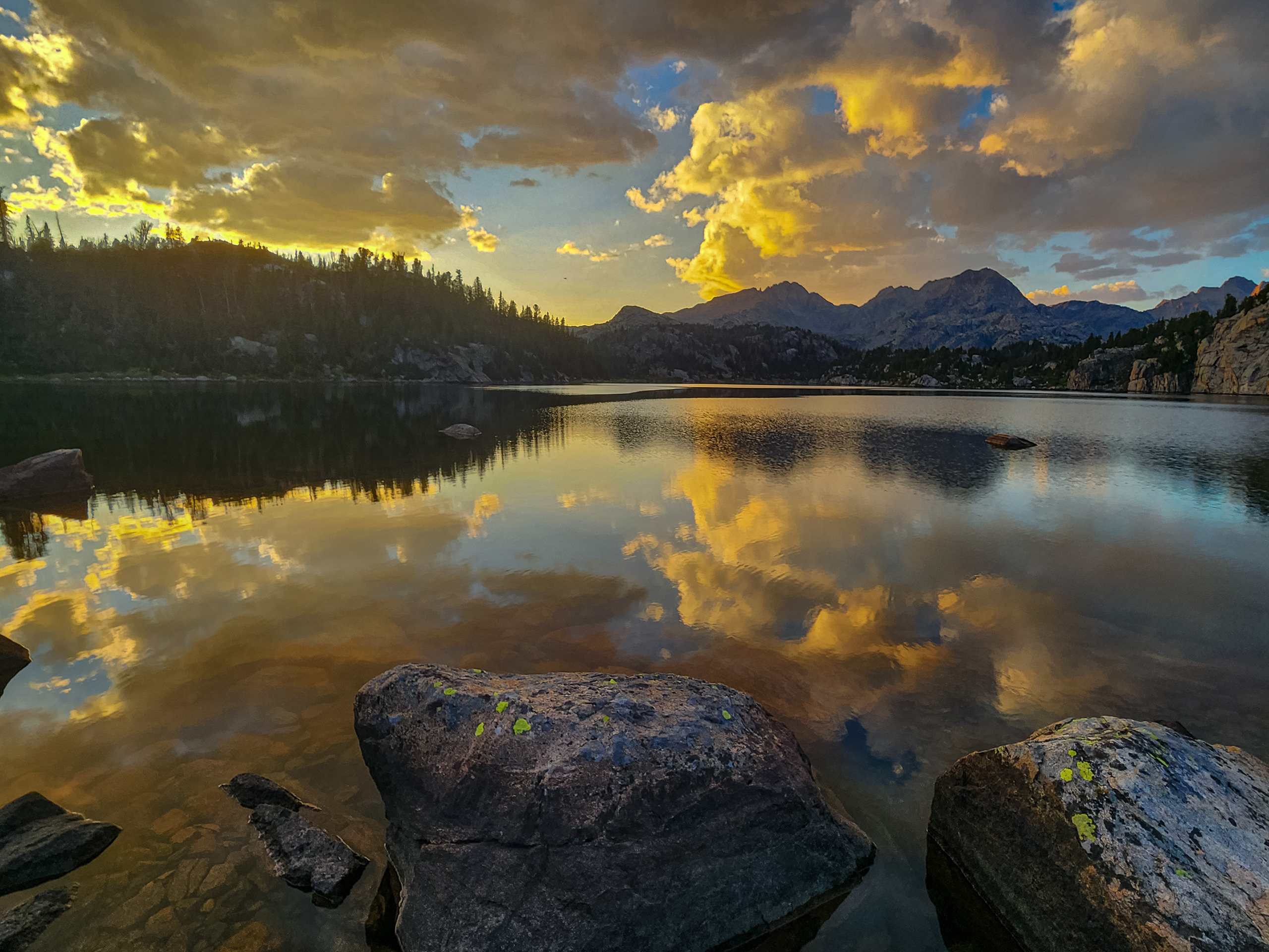 Sunset at Lower Cook Lake, Wind River Range, Wyoming.